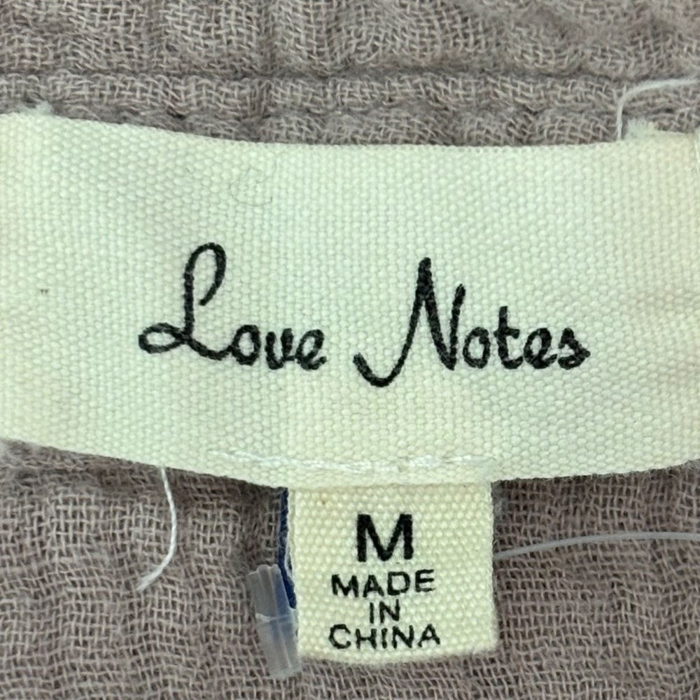 Love Notes Cropped Top Pink Medium Textured Cotton Button Up Shirt Womens - Picture 4 of 5